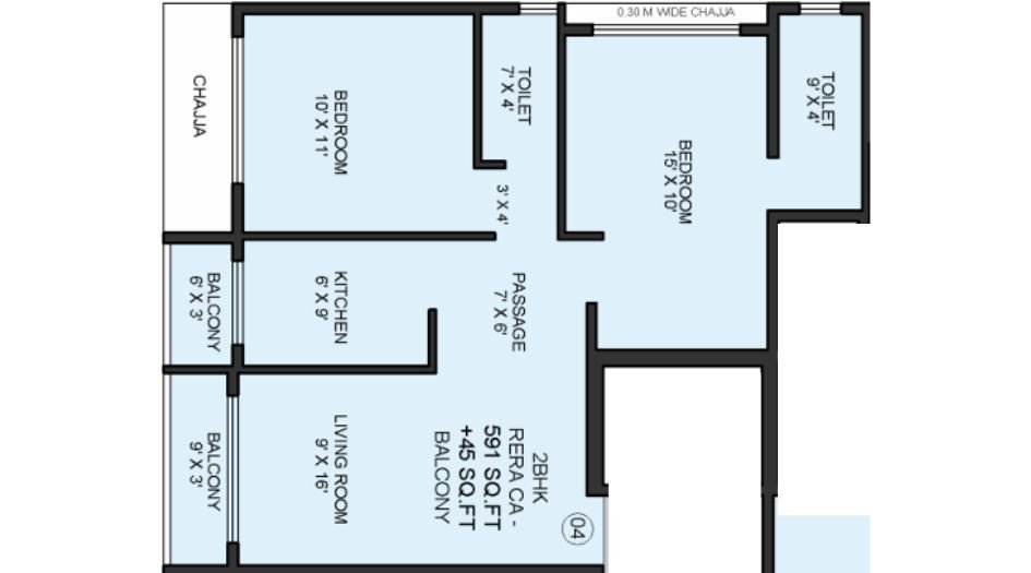 Shree-90-Nirvaana-Floor-Plan-2 BHK-636 Sqft